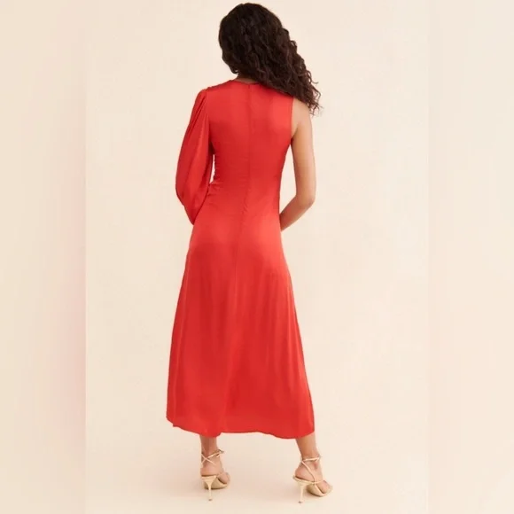 FARM Rio Red One-Shoulder Maxi Cutout Dress Long Sleeve - Small - Picture 3 of 16